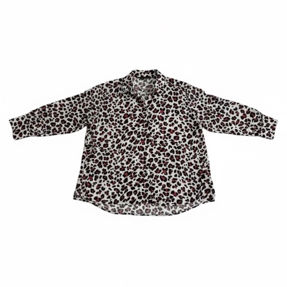 Zara Basic Leopard Print Blouse Extra Small Red Gray Black - Picture 13 of 13